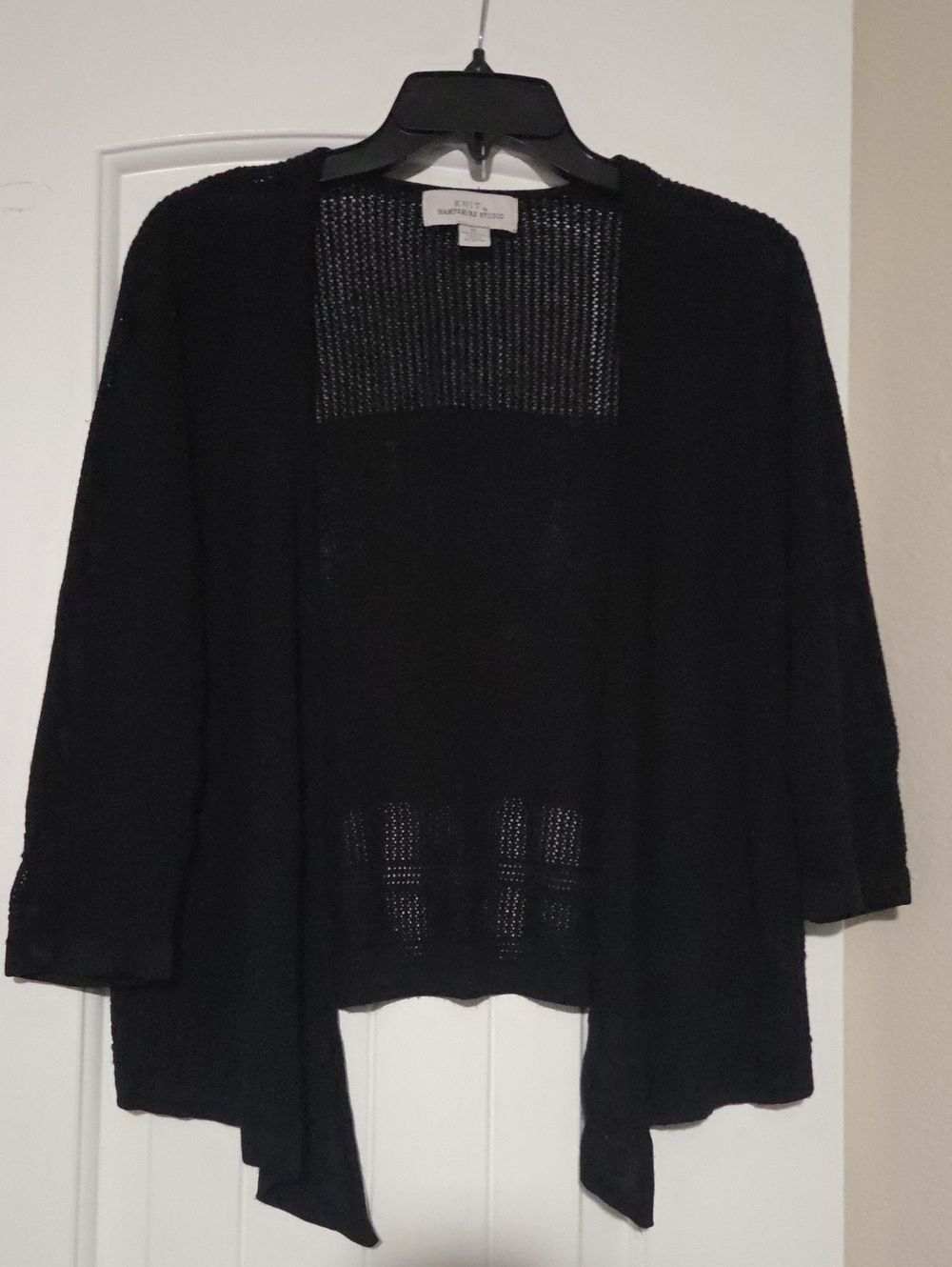 Knitworks Black Open-Front Lightweight Cardigan
